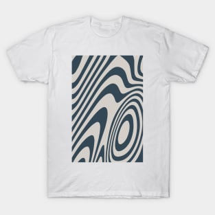 Blue Grey Zebra Grooves Abstract Pattern Art T-Shirt